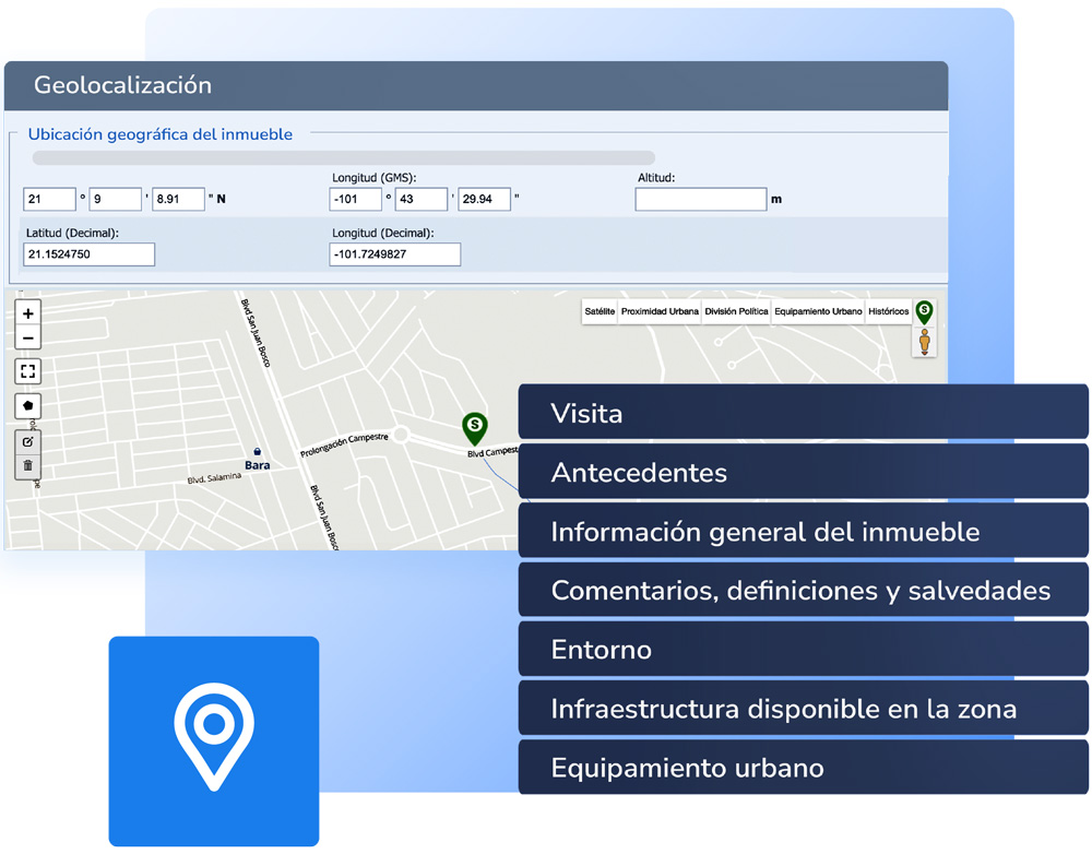 Geolocalización avalíos
